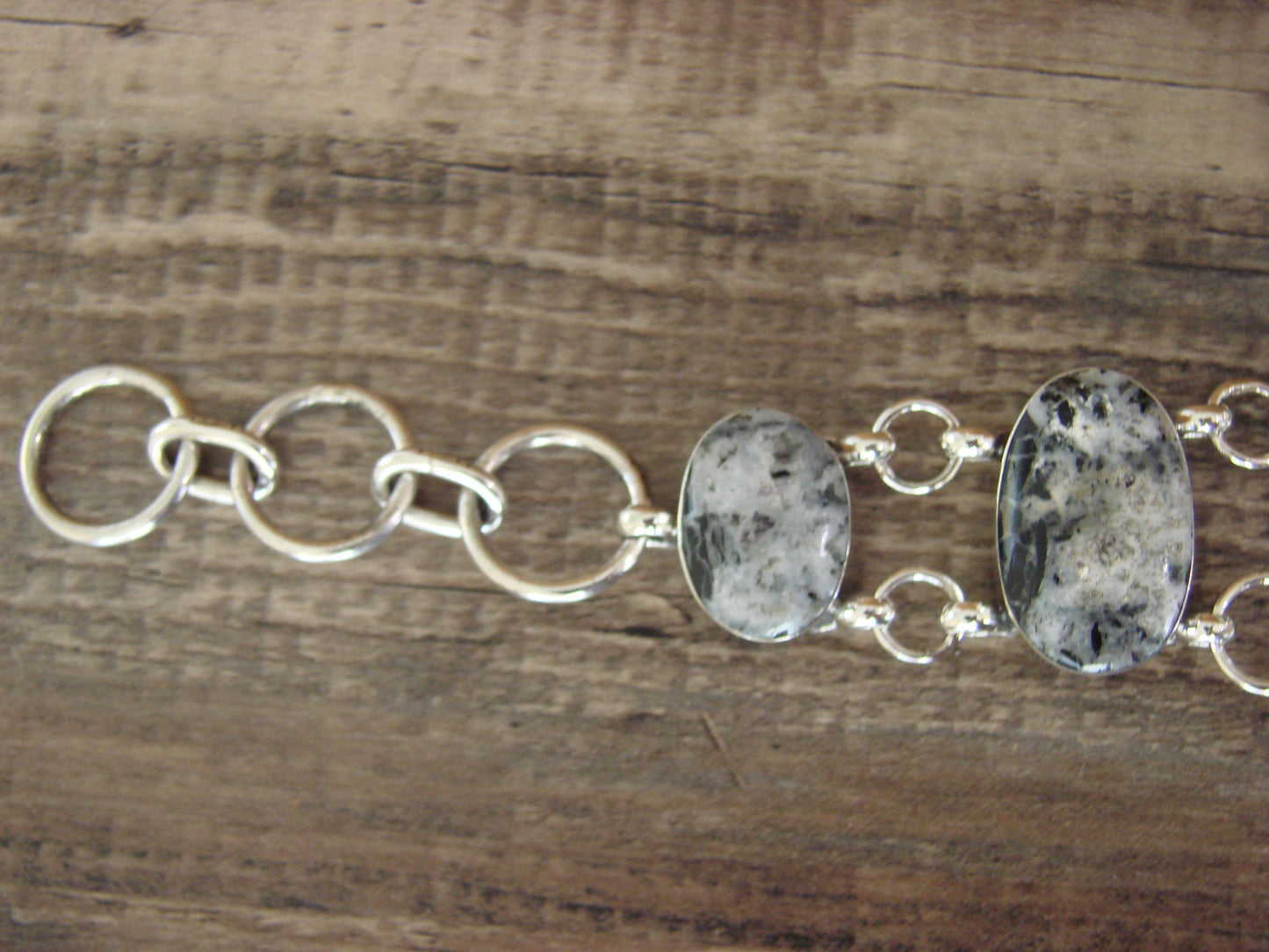 Native American Sterling Silver White Buffalo Turquoise Butterfly Link Bracelet -Cayaditto