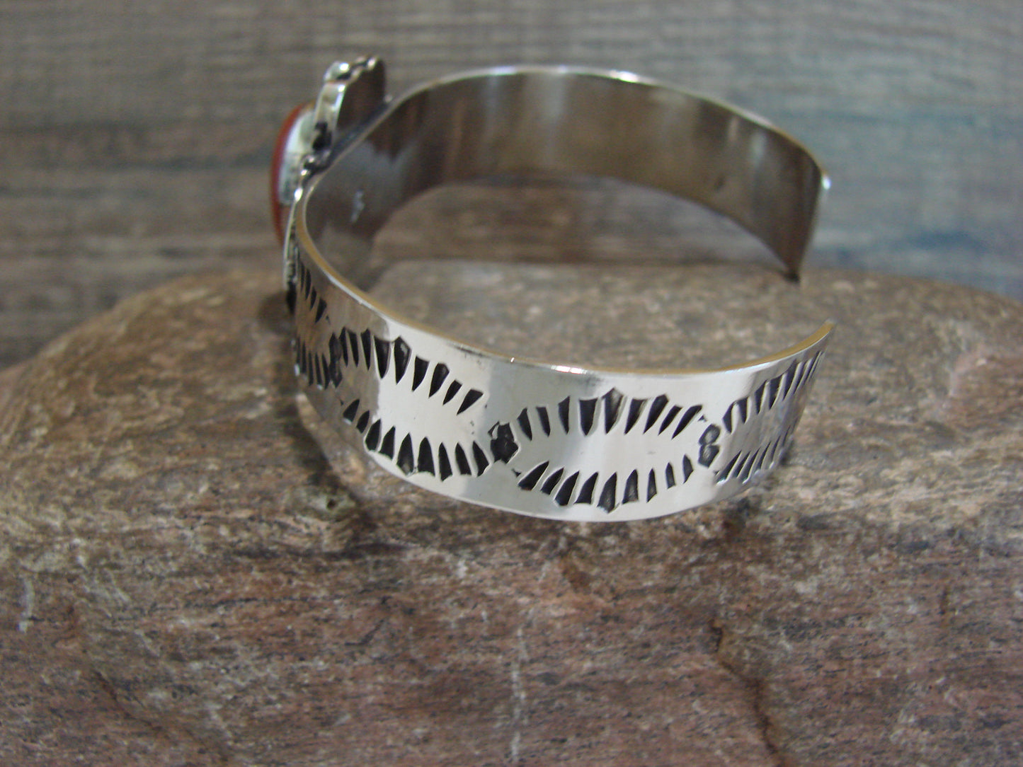 Navajo Indian Nickel Silver & Red Howlite Bracelet by Cleveland