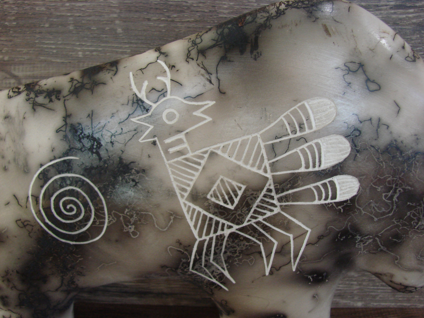 Native American Pottery Horse Hair Buffalo Sculpture by Yellow Corn