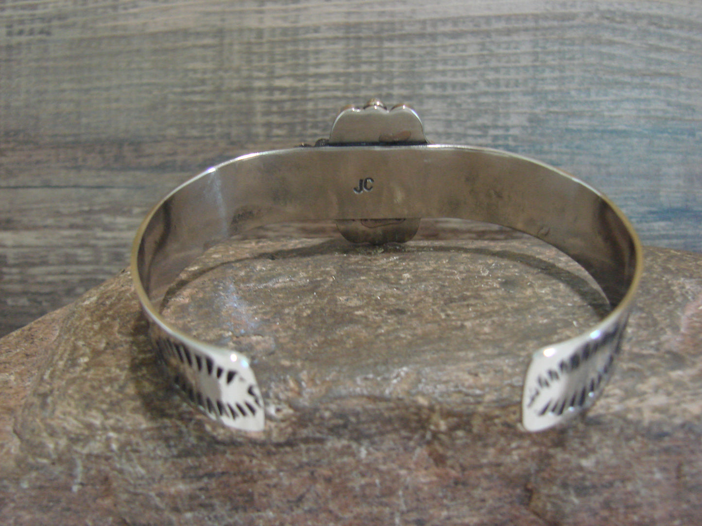 Navajo Indian Nickel Silver & Red Howlite Bracelet by Cleveland