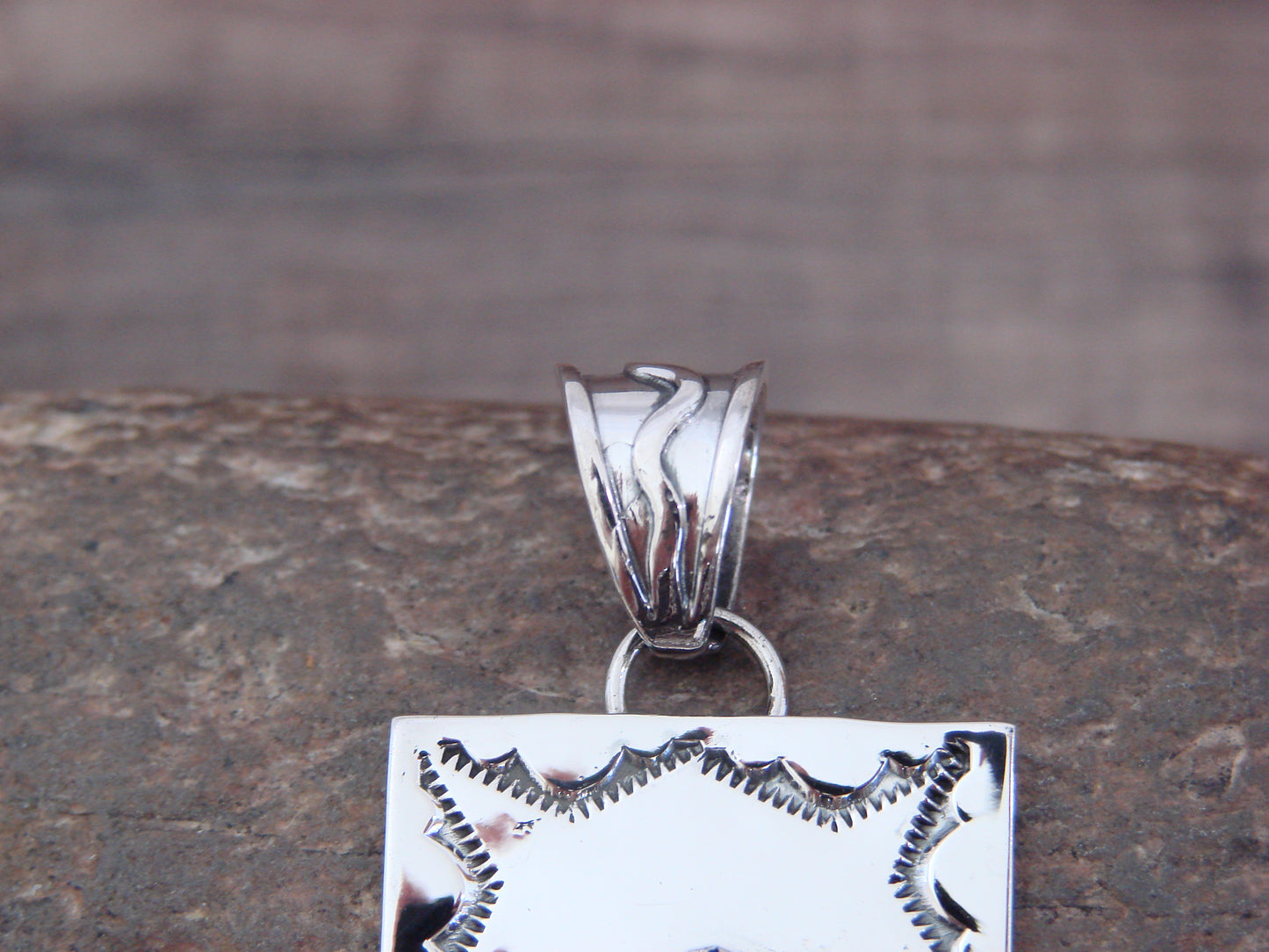 Native American Sterling Silver & Turquoise New Mexico Pendant by Belin