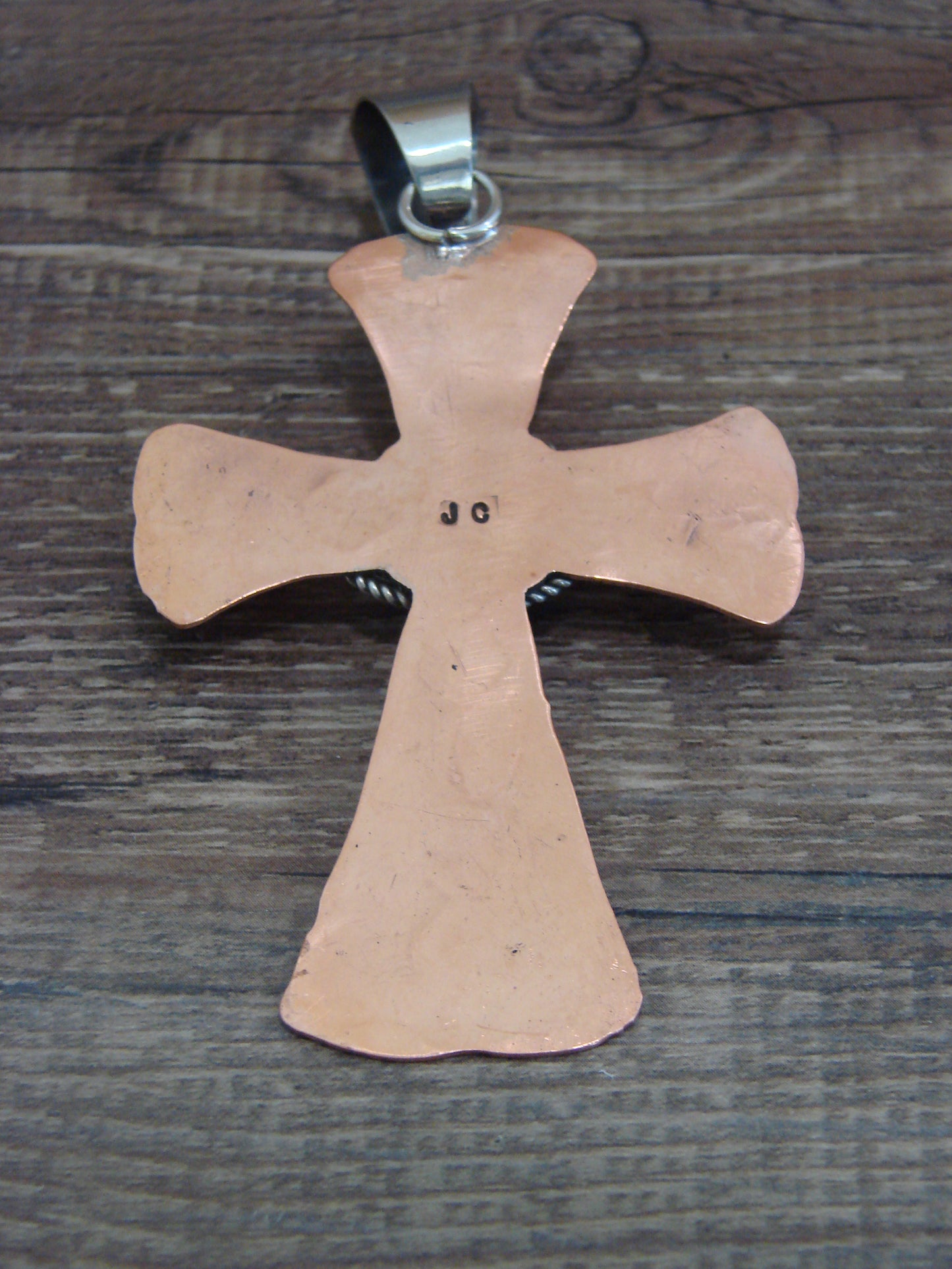 Native American Copper & Turquoise Cross Pendant by Cleveland