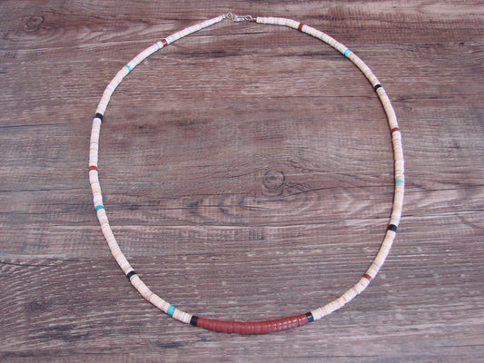Native American 25" Santo Domingo Turquoise Heishi Necklace - Crespin