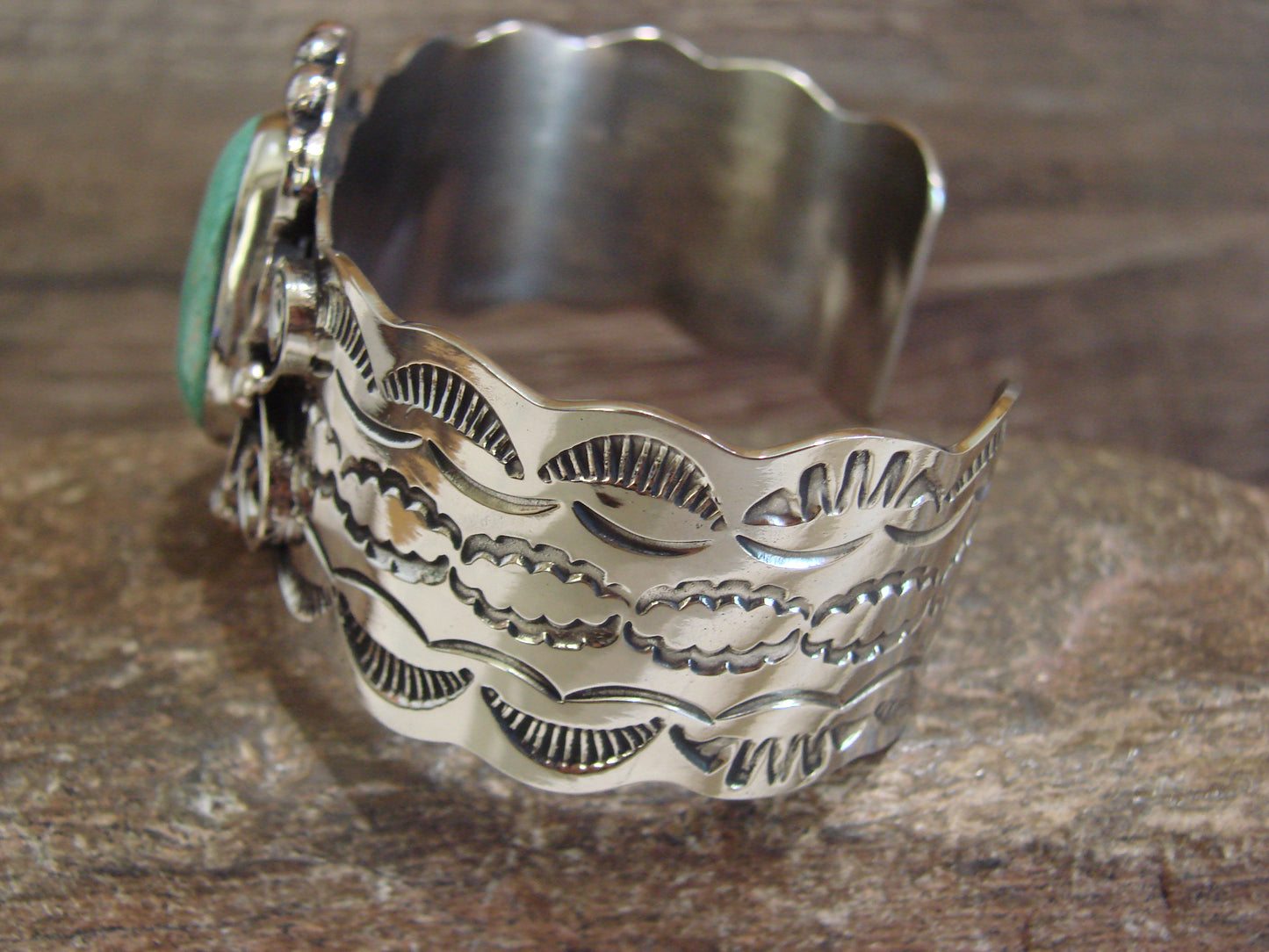 Native American Nickel Silver & Turquoise Bracelet by Cleveland