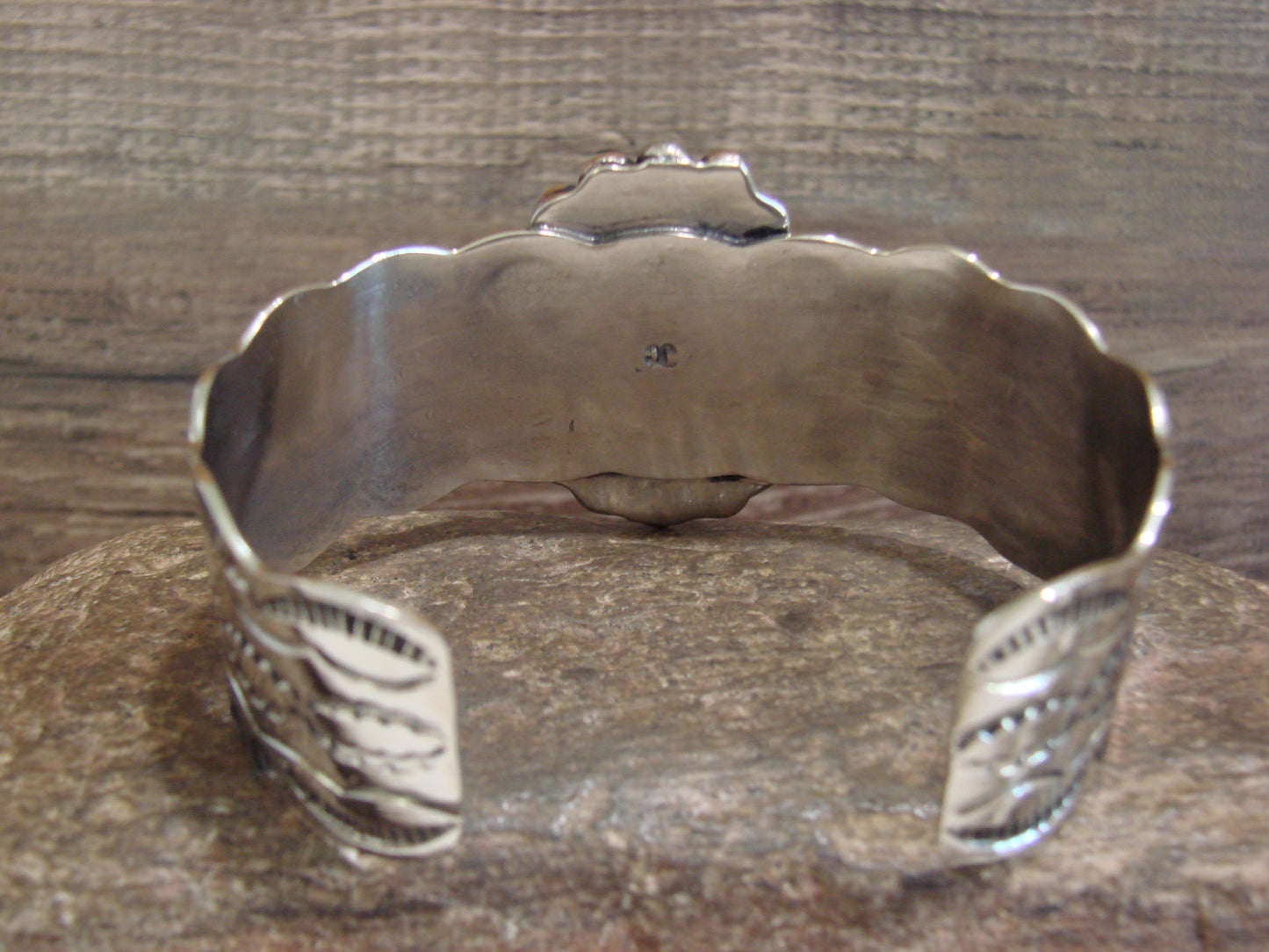 Native American Nickel Silver & Turquoise Bracelet by Cleveland