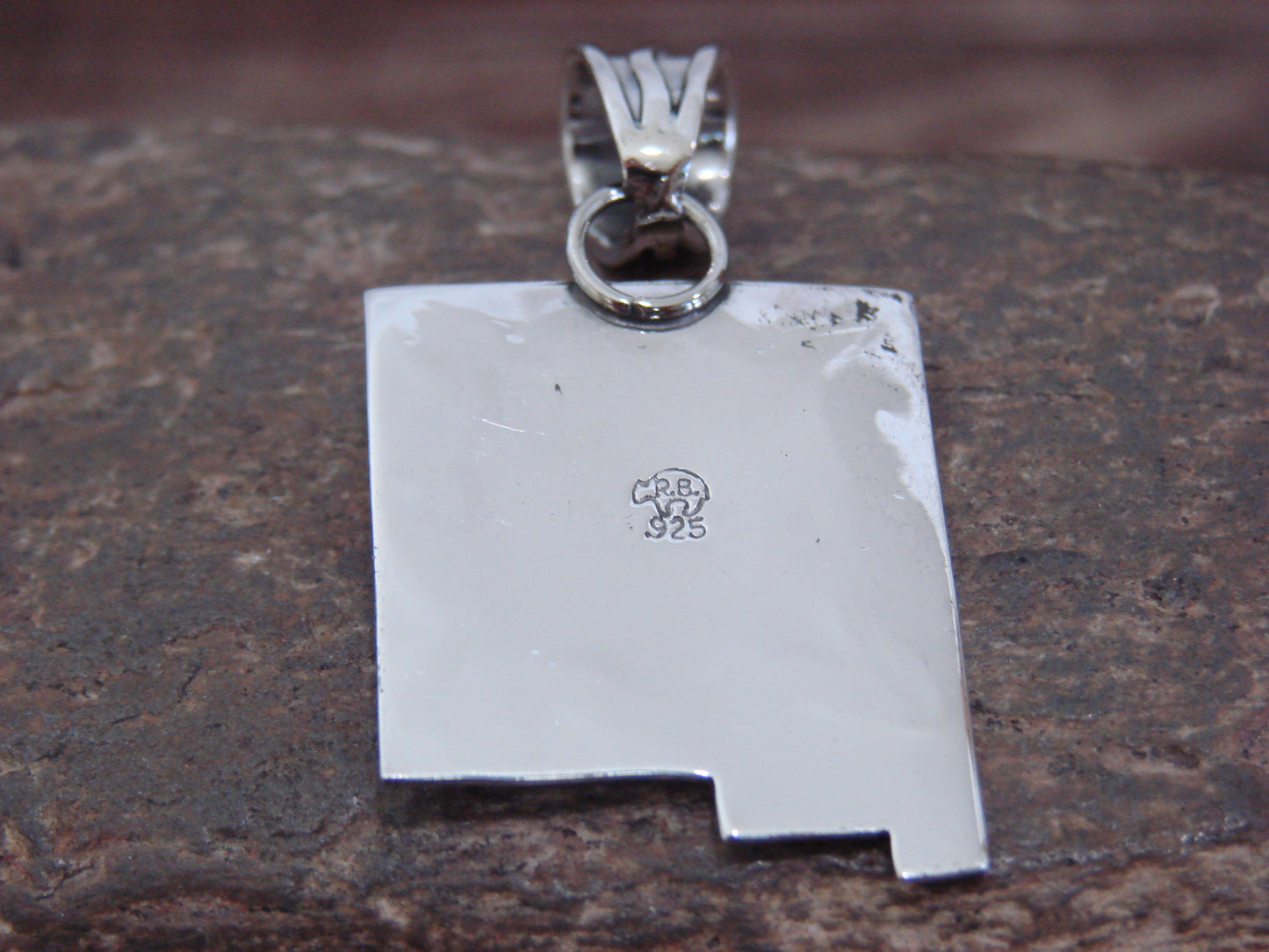 Native American Sterling Silver & Turquoise New Mexico Pendant by Belin