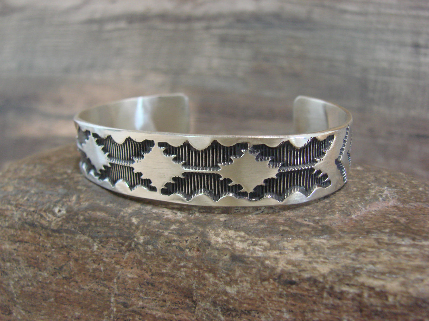 Native American Sterling Silver Bracelet by J. Tahe