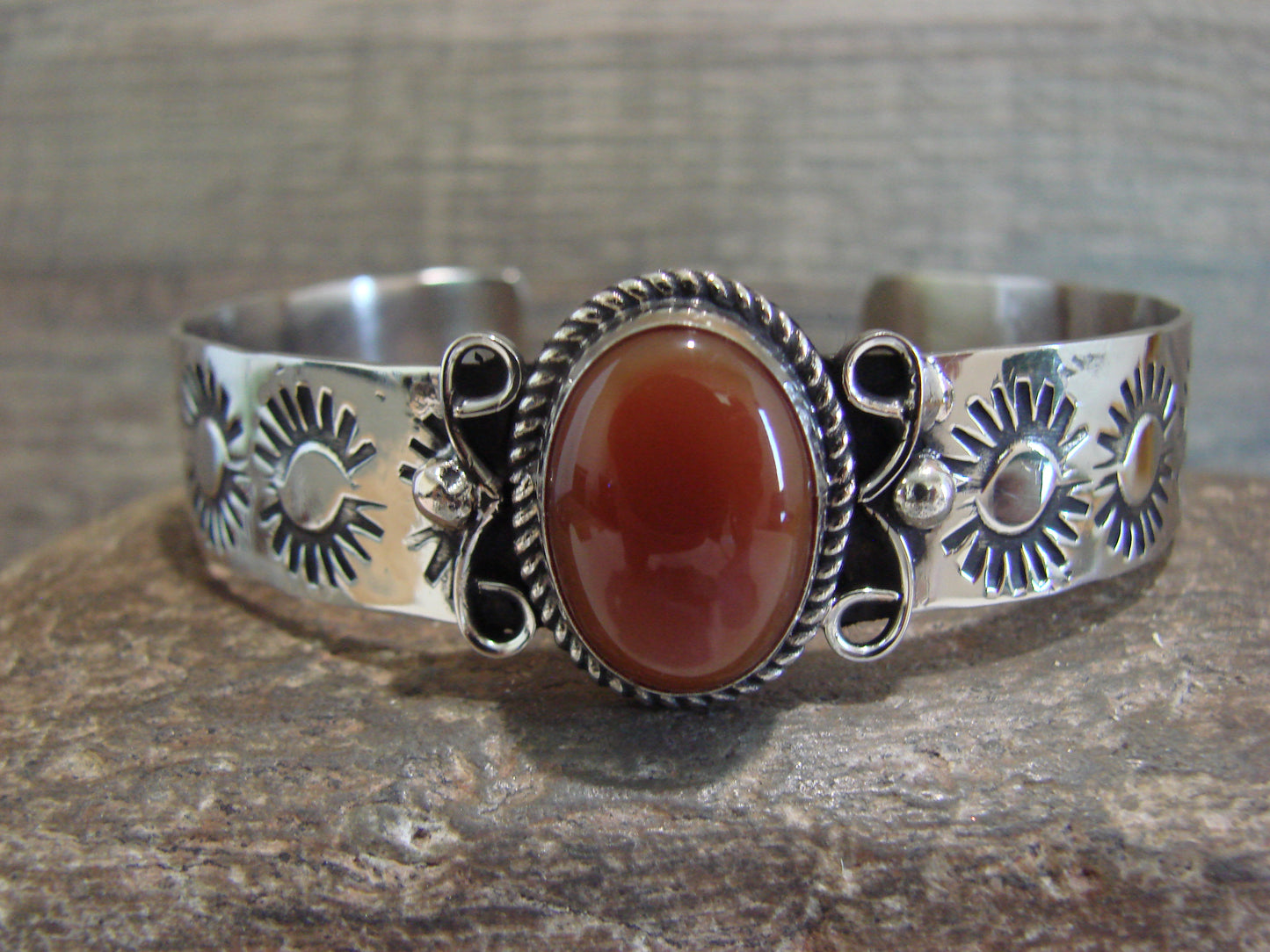 Navajo Indian Nickel Silver & Red Howlite Bracelet by Cleveland