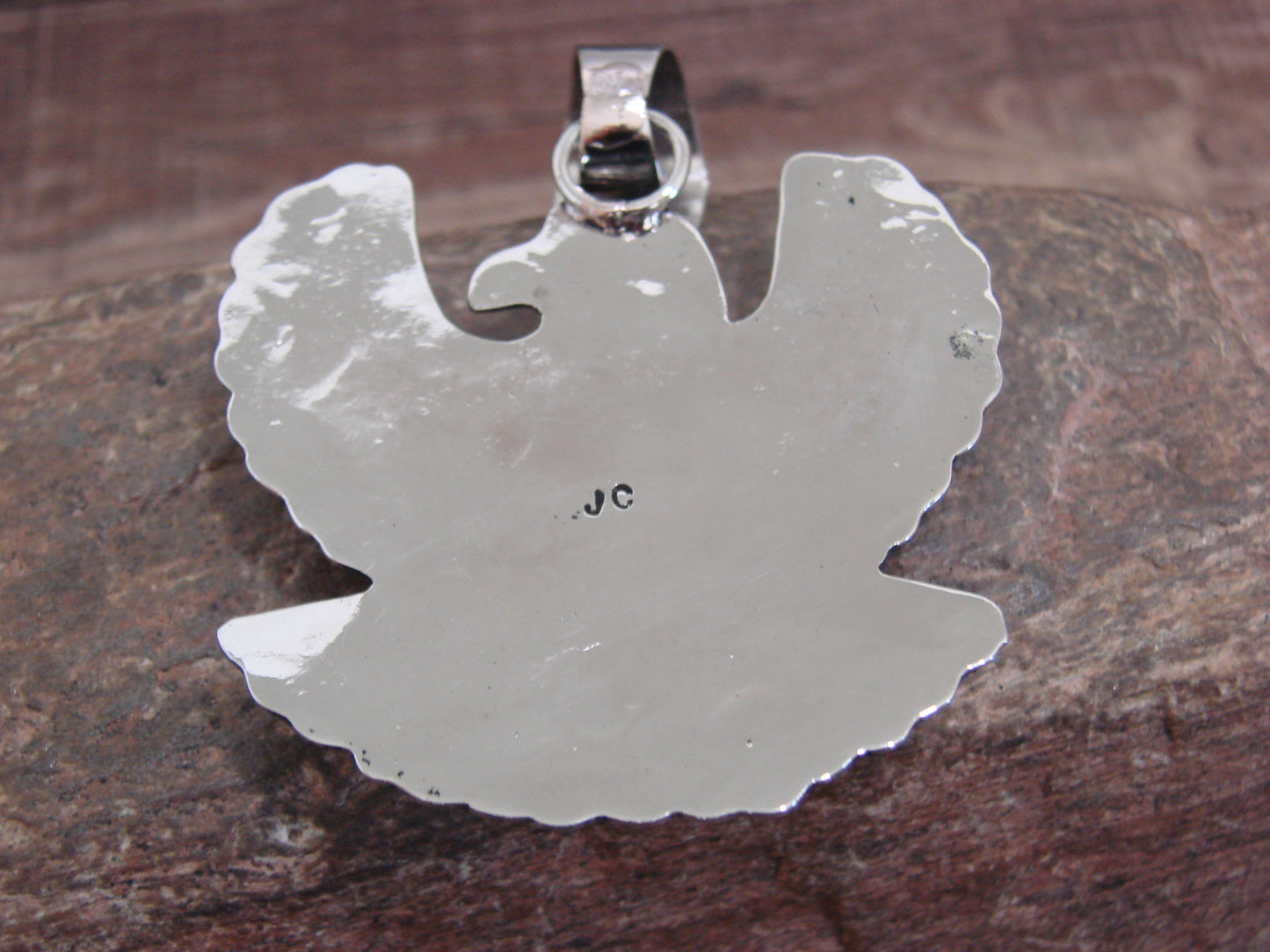 Native American Nickel Silver & Turquoise Eagle Pendant - Cleveland