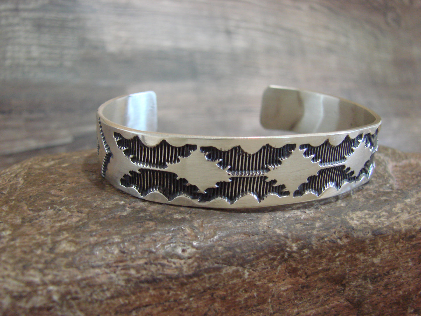Native American Sterling Silver Bracelet by J. Tahe
