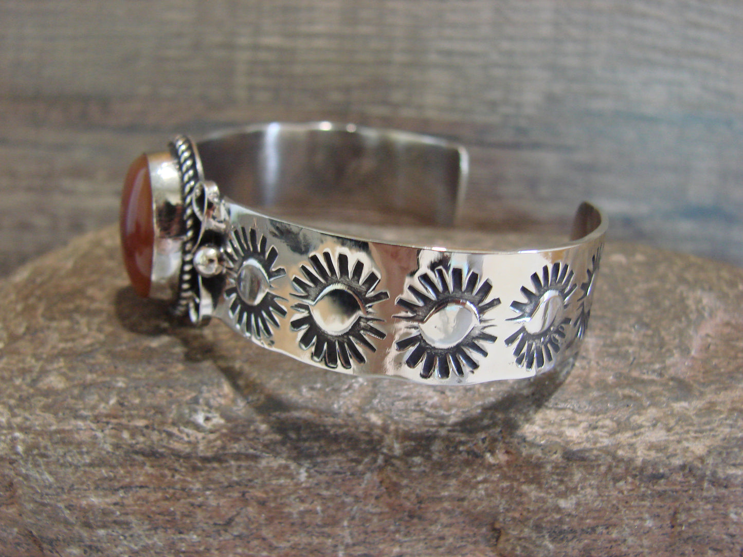 Navajo Indian Nickel Silver & Red Howlite Bracelet by Cleveland