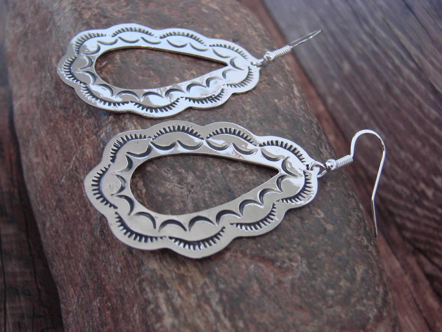 Native American Nickel Silver Dangle Earrings by Cleveland