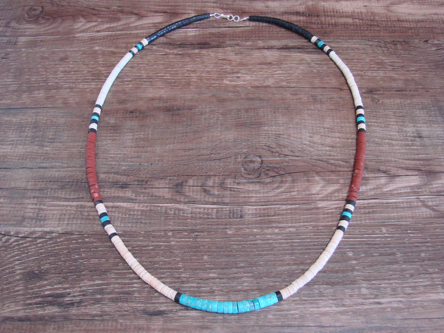 Native American 25" Santo Domingo Turquoise Heishi Necklace - Crespin