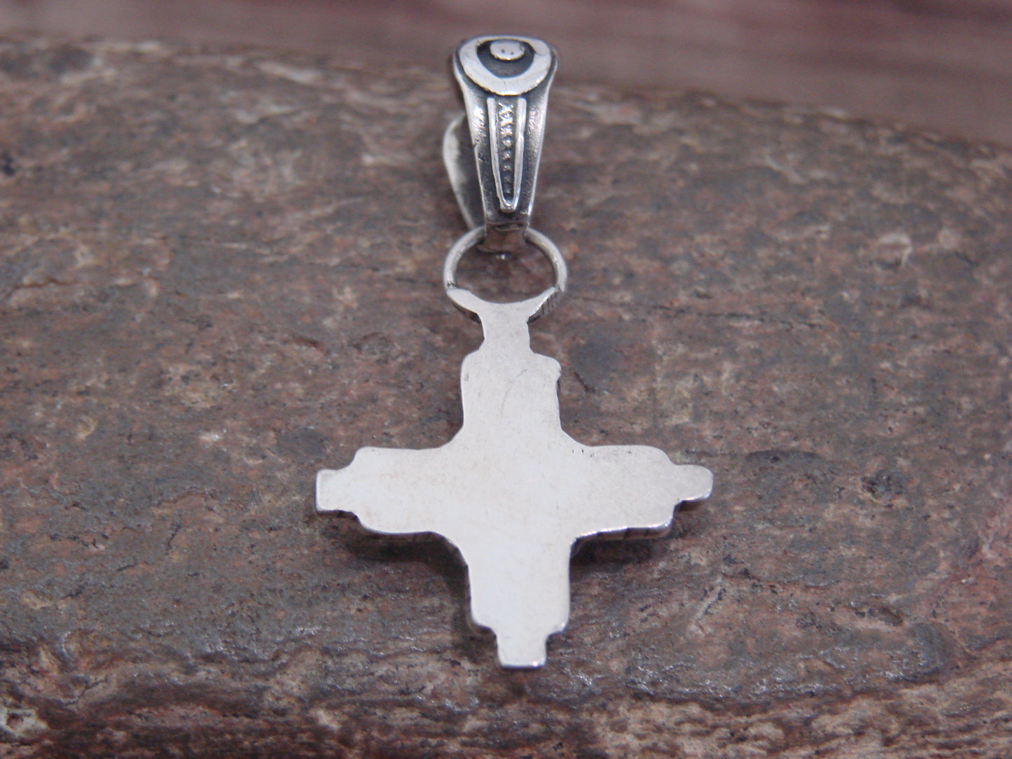 Native American Sterling Silver Zia Symbol & Sunface Inlay Pendant - Kallestewa