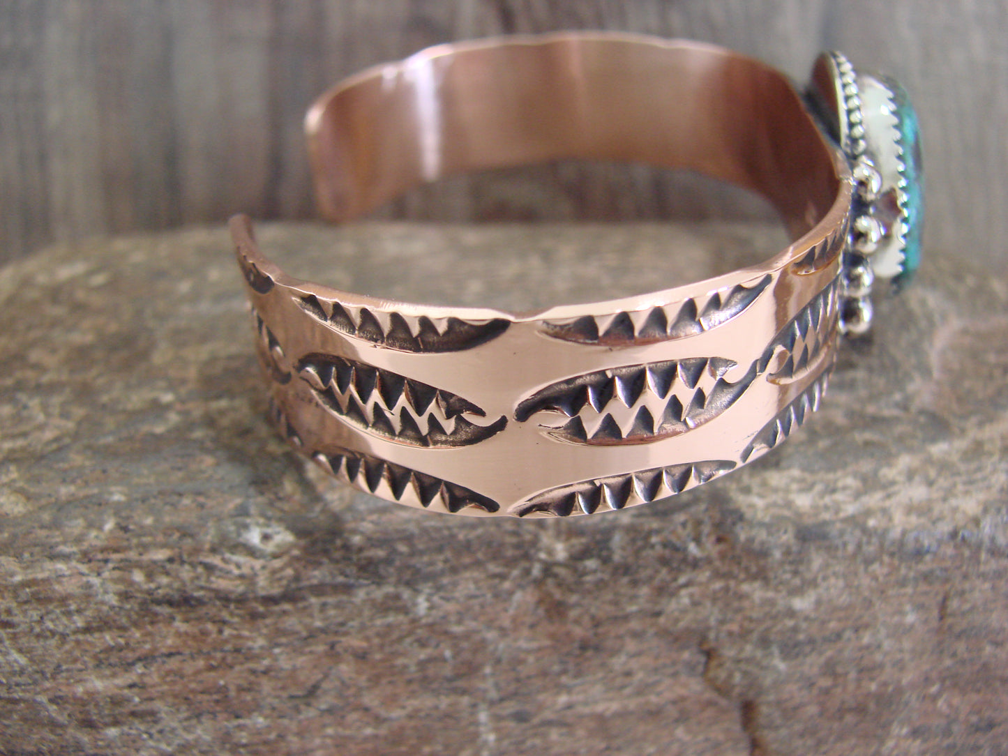 Native American Copper & Turquoise Bracelet by Cleveland