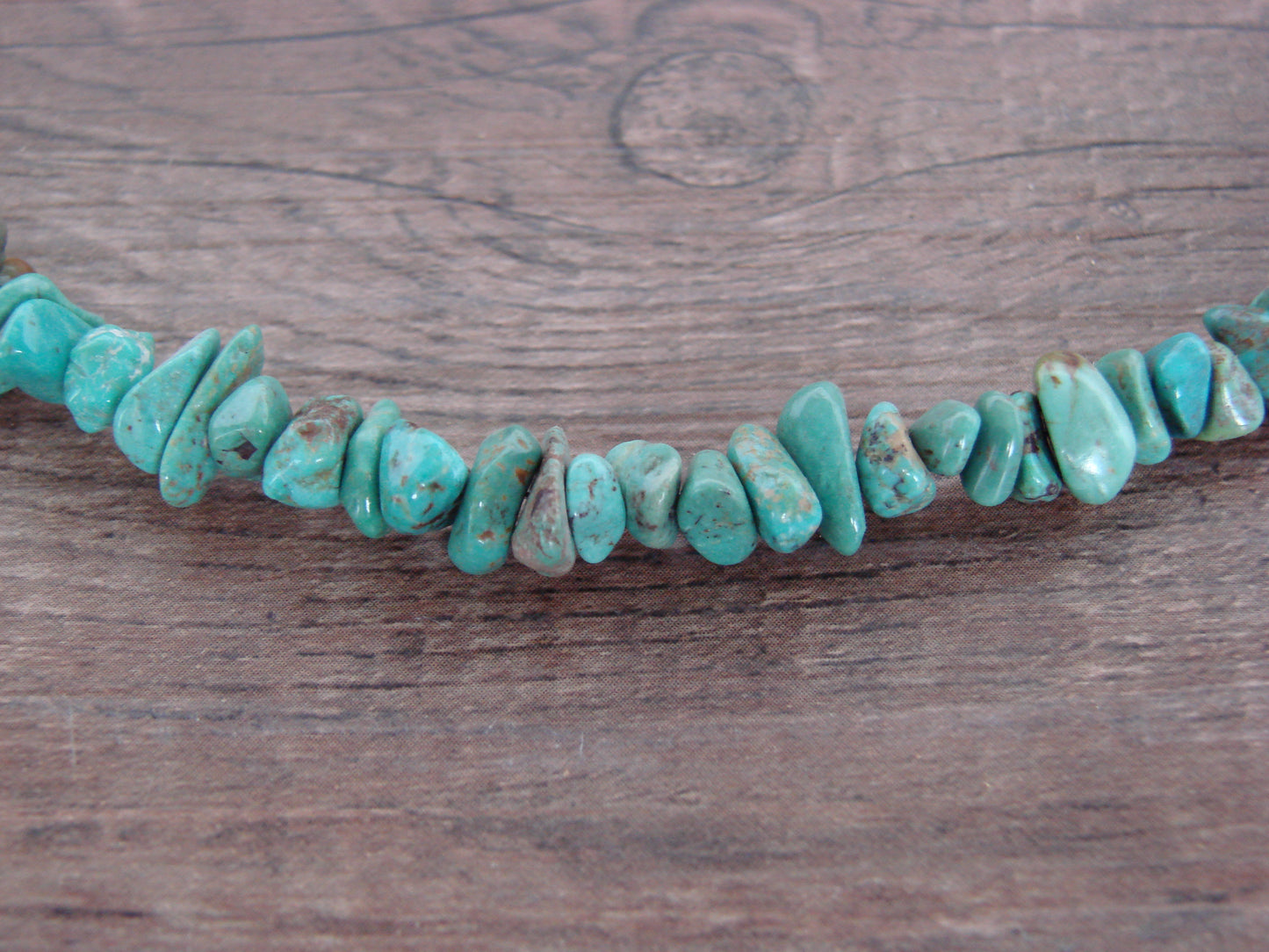 Native American Sterling Silver 17" Turquoise Nugget Stone Necklace by Coriz