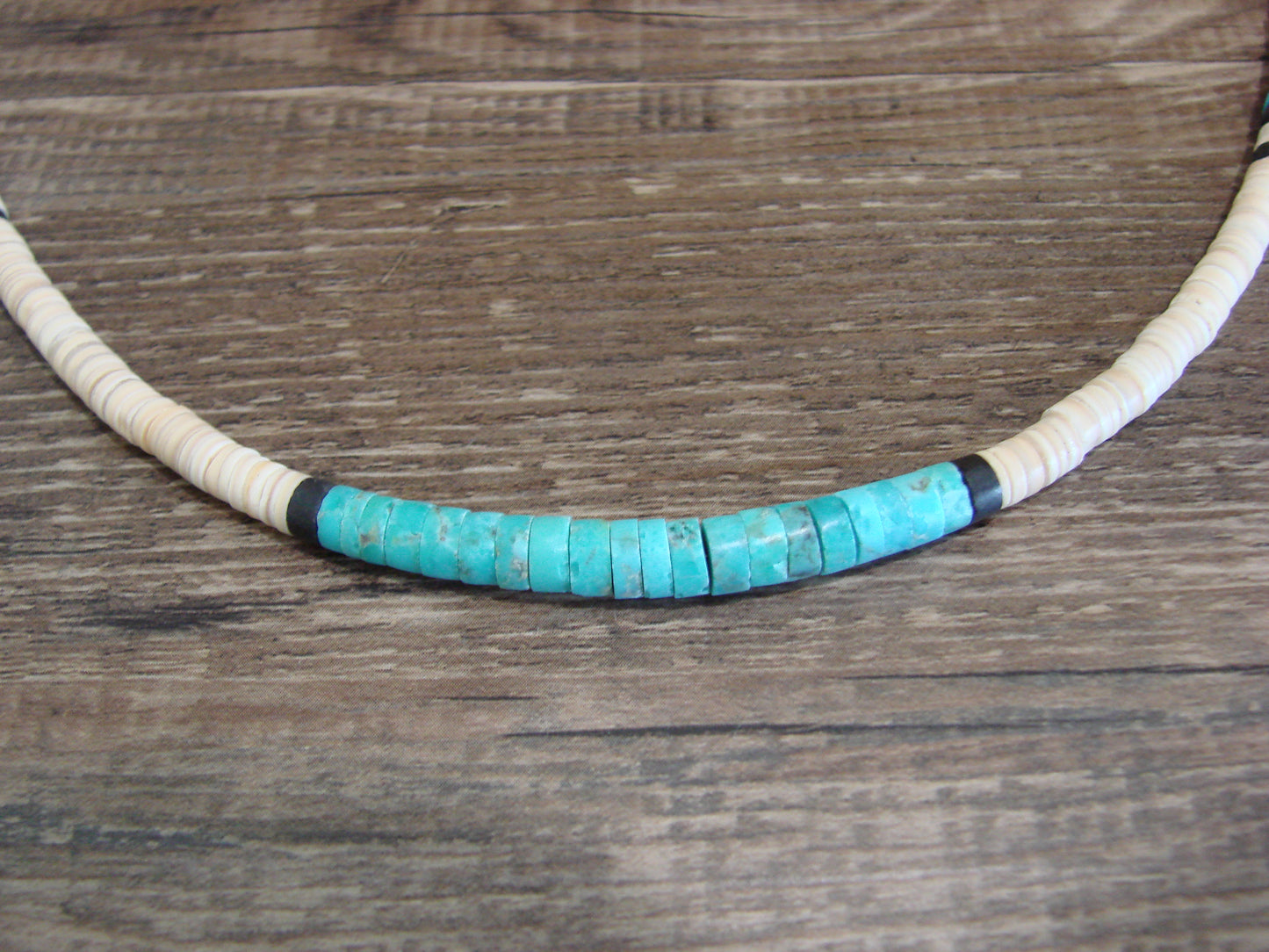Native American 25" Santo Domingo Turquoise Heishi Necklace - Crespin