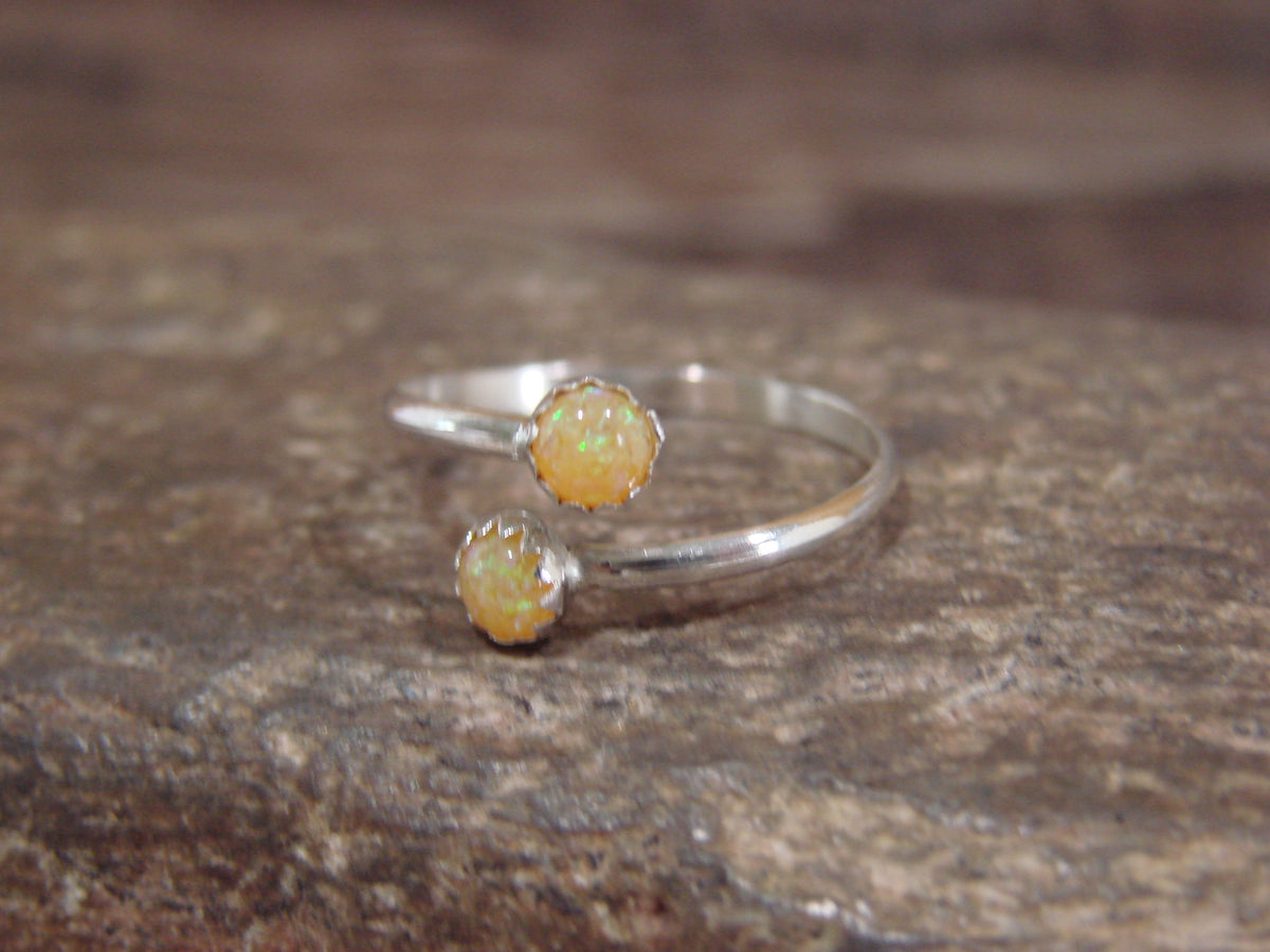 Native American Sterling Silver & Yellow Opal Adjustable Ring - Largo