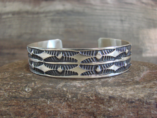 Native American Sterling Silver Bracelet by J. Tahe