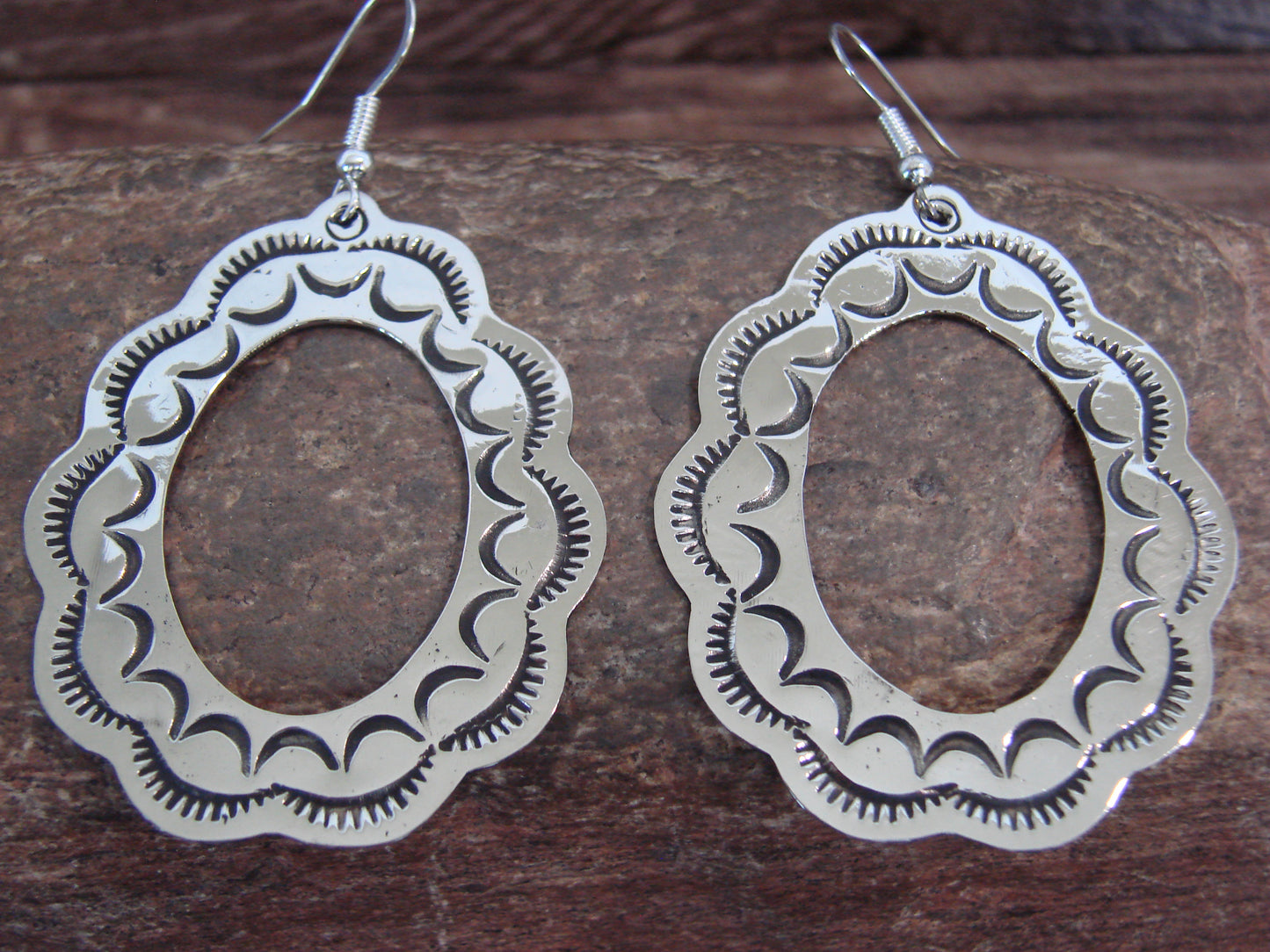 Native American Nickel Silver Dangle Earrings by Cleveland