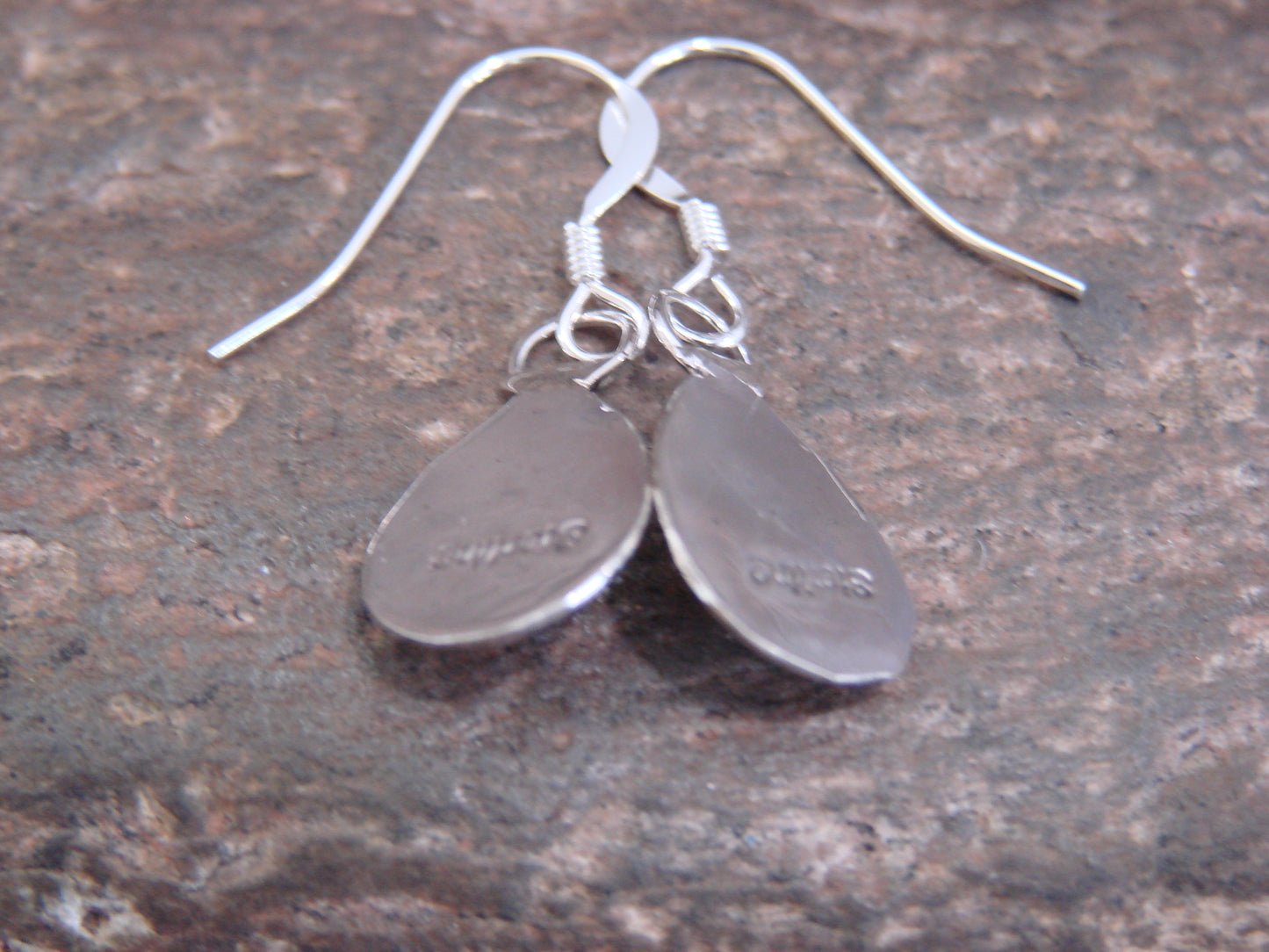 Native American Sterling Silver & Turquoise Bear Paw Dangle Earrings - Parker