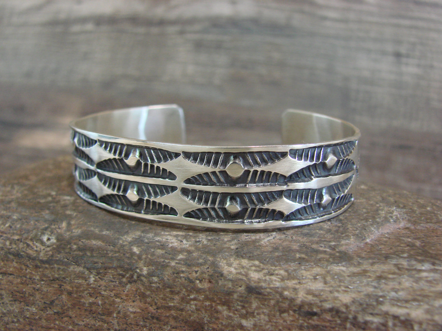 Native American Sterling Silver Bracelet by J. Tahe