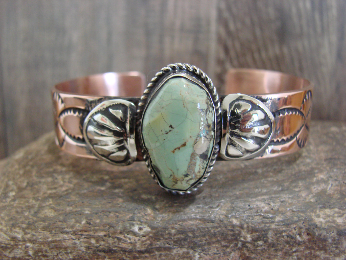 Native American Copper & Turquoise Bracelet by Cleveland