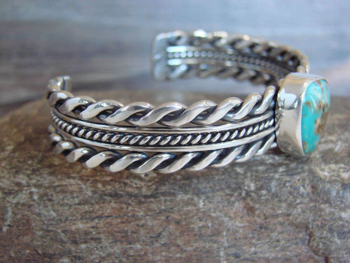Native American Sterling Silver & Turquoise Bracelet by Tom