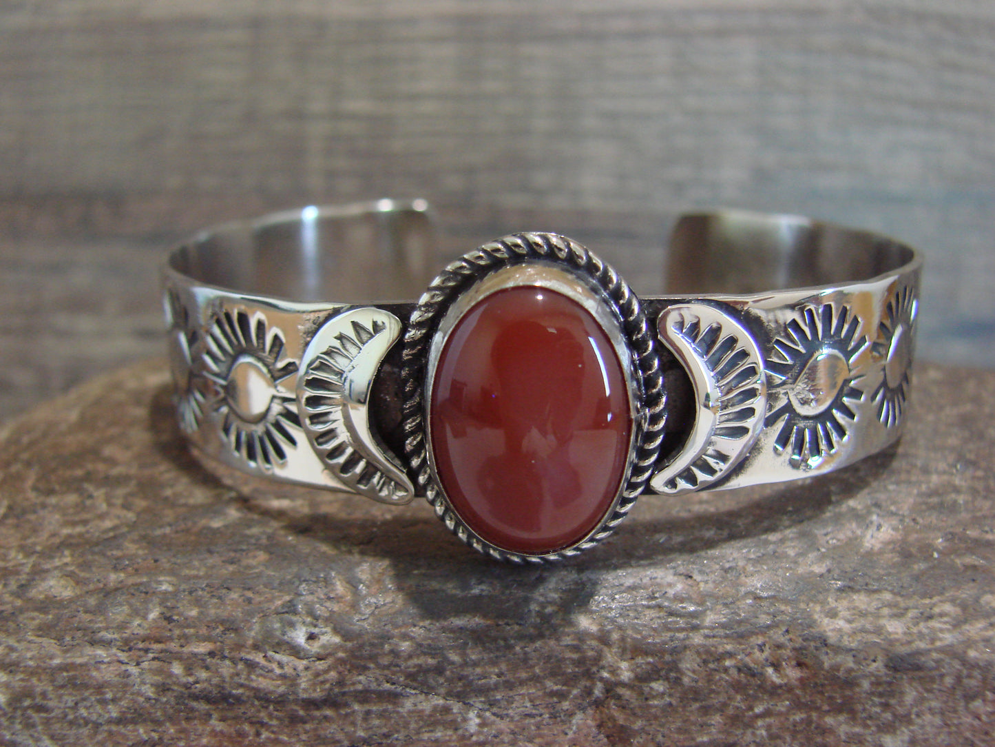 Navajo Indian Nickel Silver & Red Howlite Bracelet by Cleveland