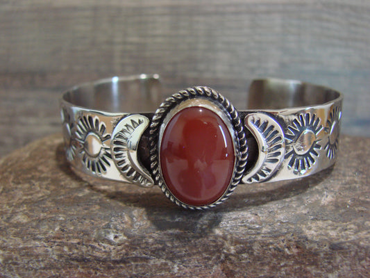 Navajo Indian Nickel Silver & Red Howlite Bracelet by Cleveland