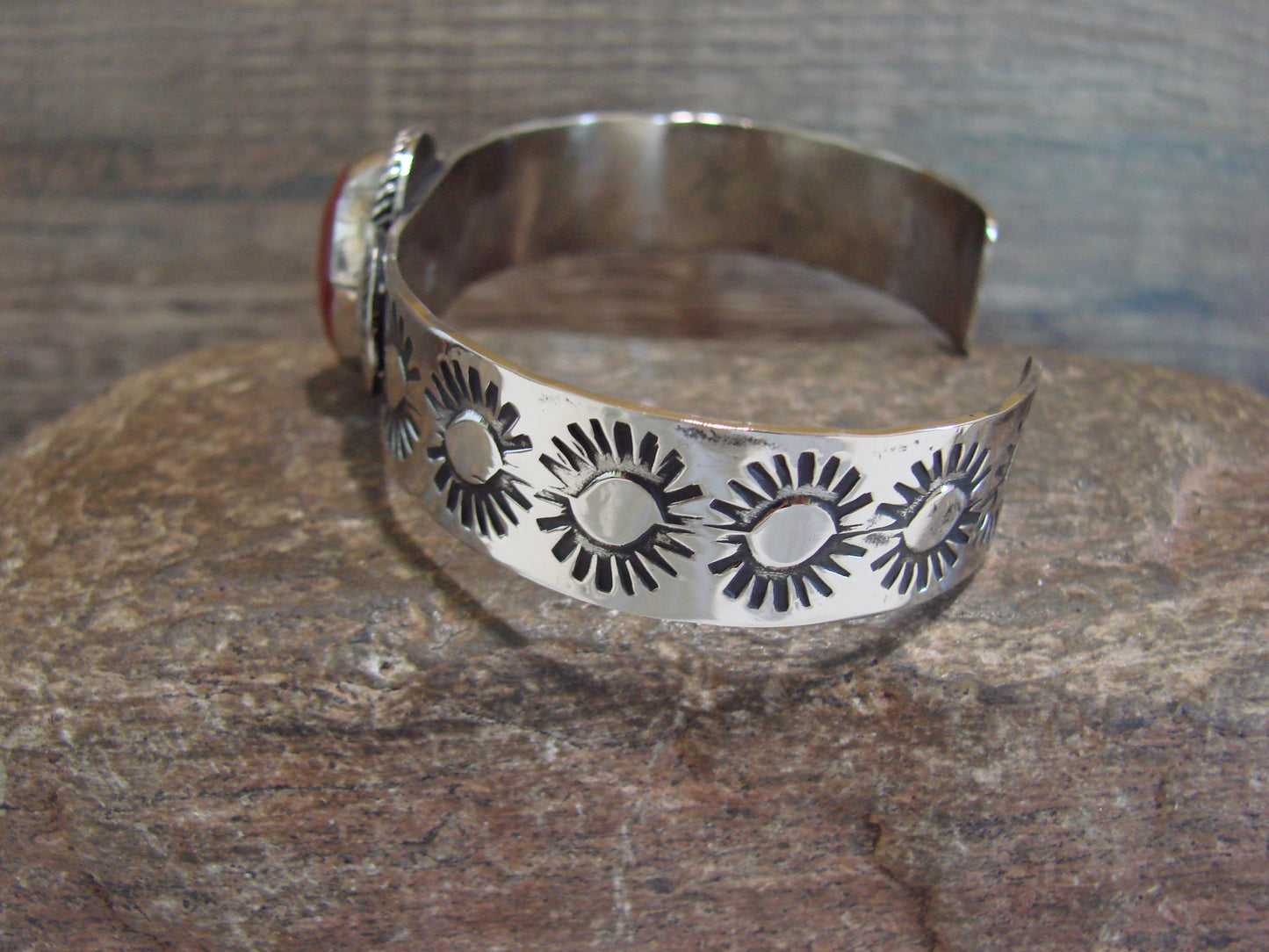 Navajo Indian Nickel Silver & Red Howlite Bracelet by Cleveland