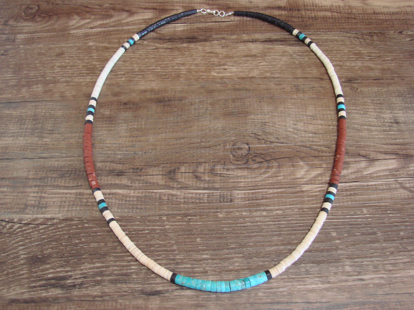 Native American 25" Santo Domingo Turquoise Heishi Necklace - Crespin