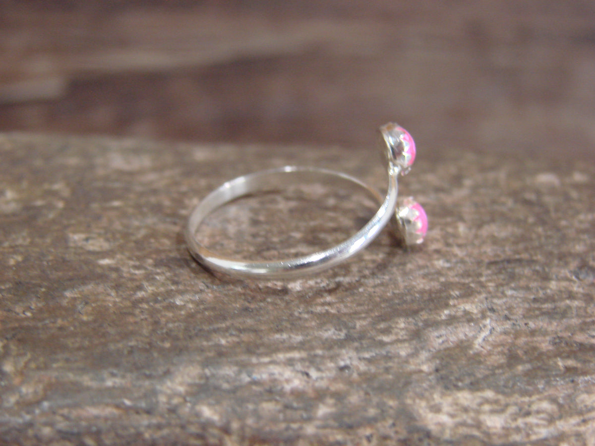 Native American Sterling Silver & Pink Opal Adjustable Ring - Largo