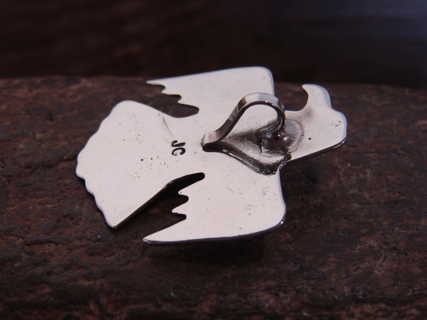 Native American Nickel Silver & Tiger Eye Thunderbird Pendant - Cleveland