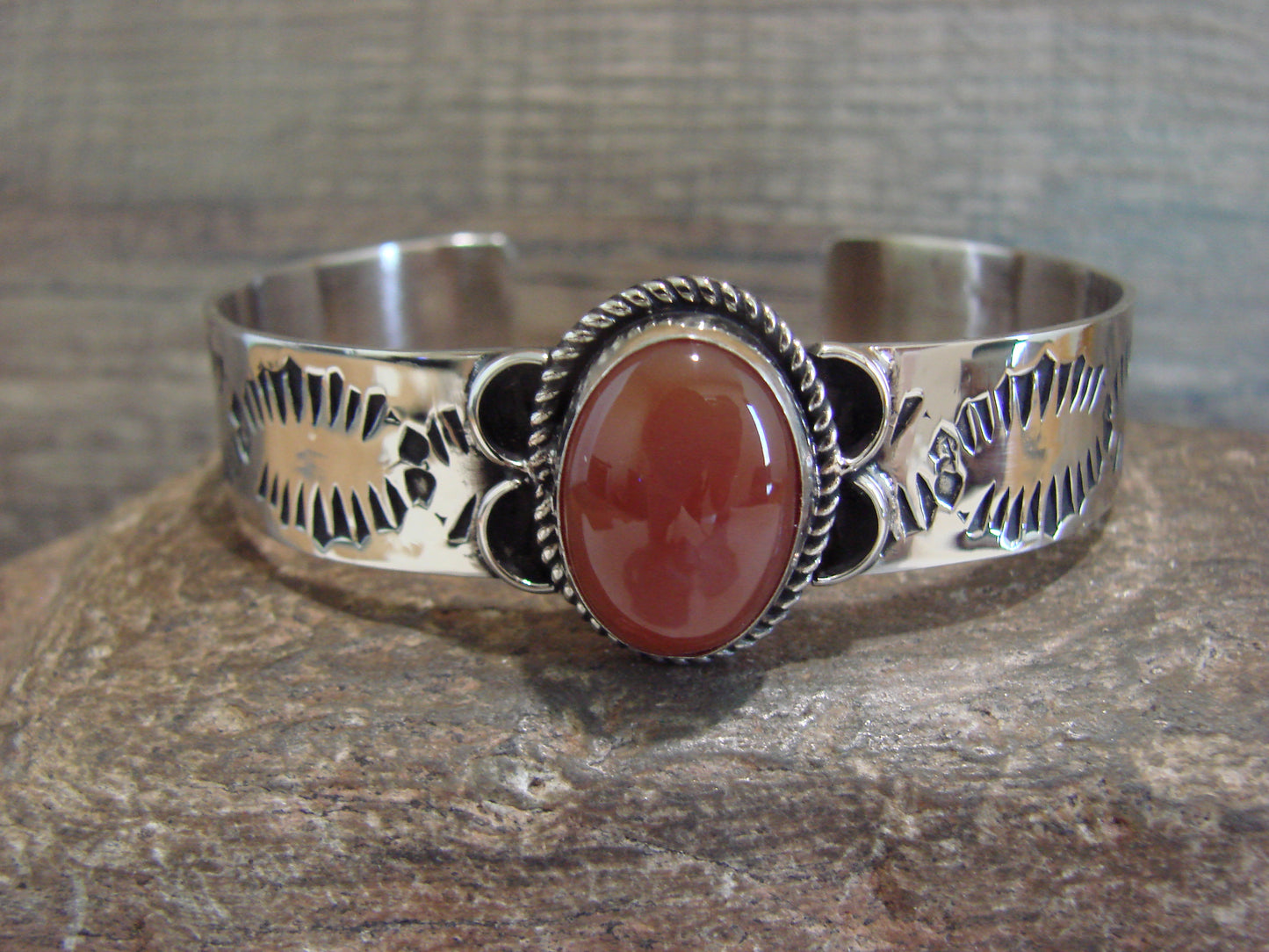 Navajo Indian Nickel Silver & Red Howlite Bracelet by Cleveland