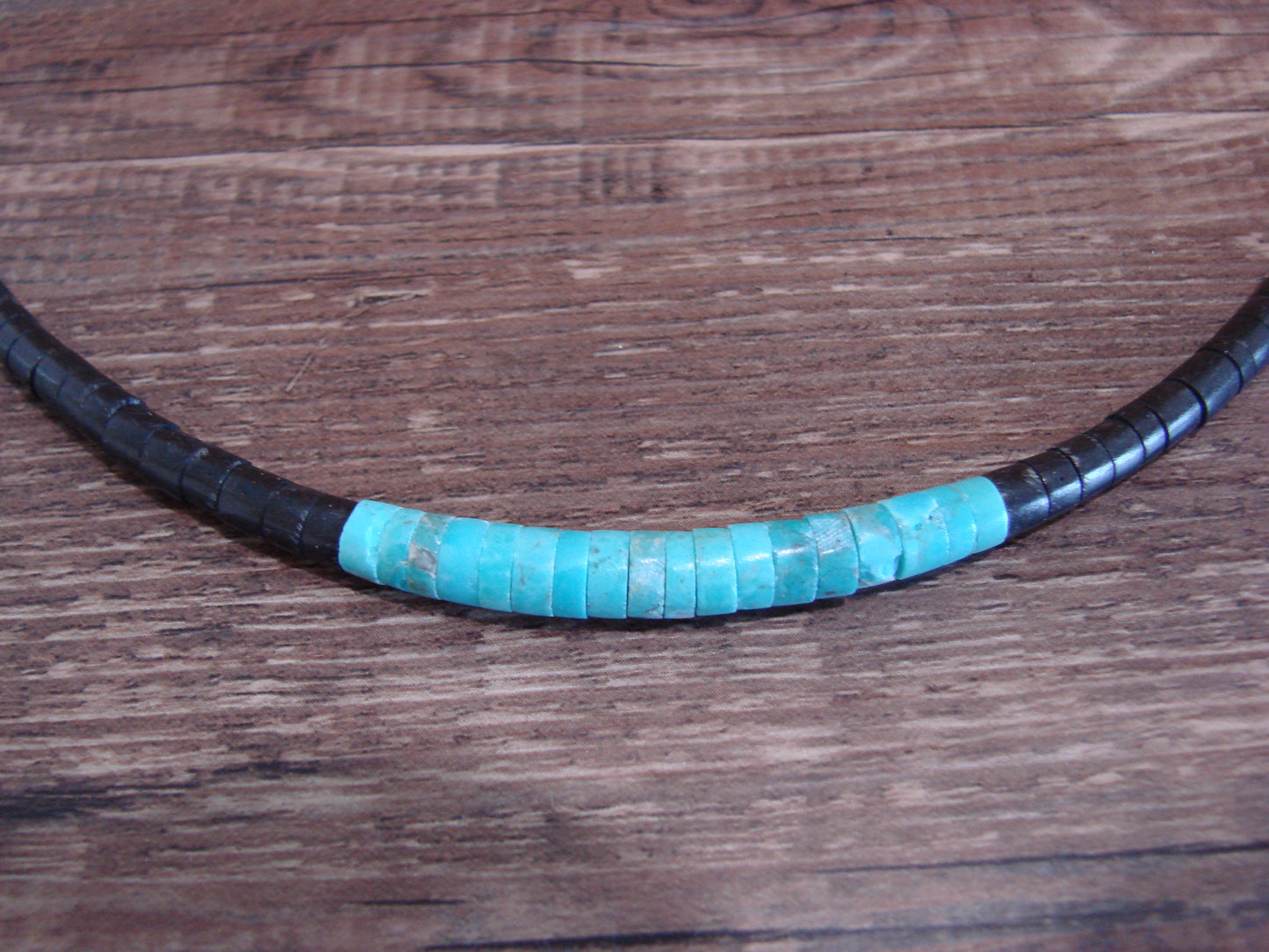 Native American 25" Santo Domingo Turquoise Heishi Necklace - Crespin