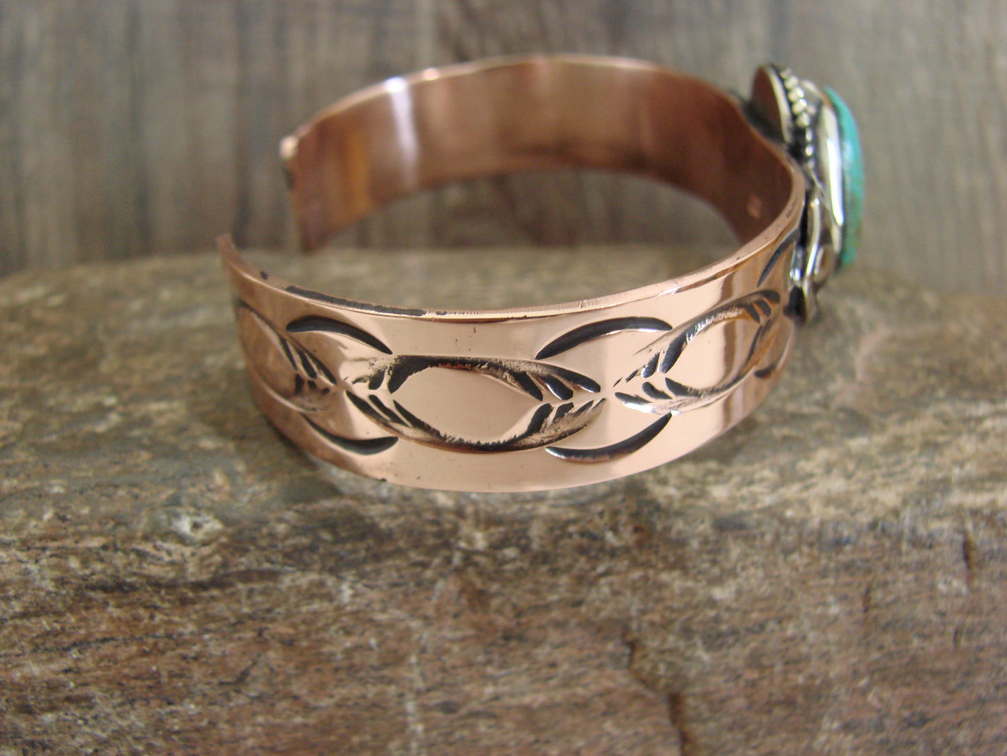 Native American Copper & Turquoise Bracelet by Cleveland
