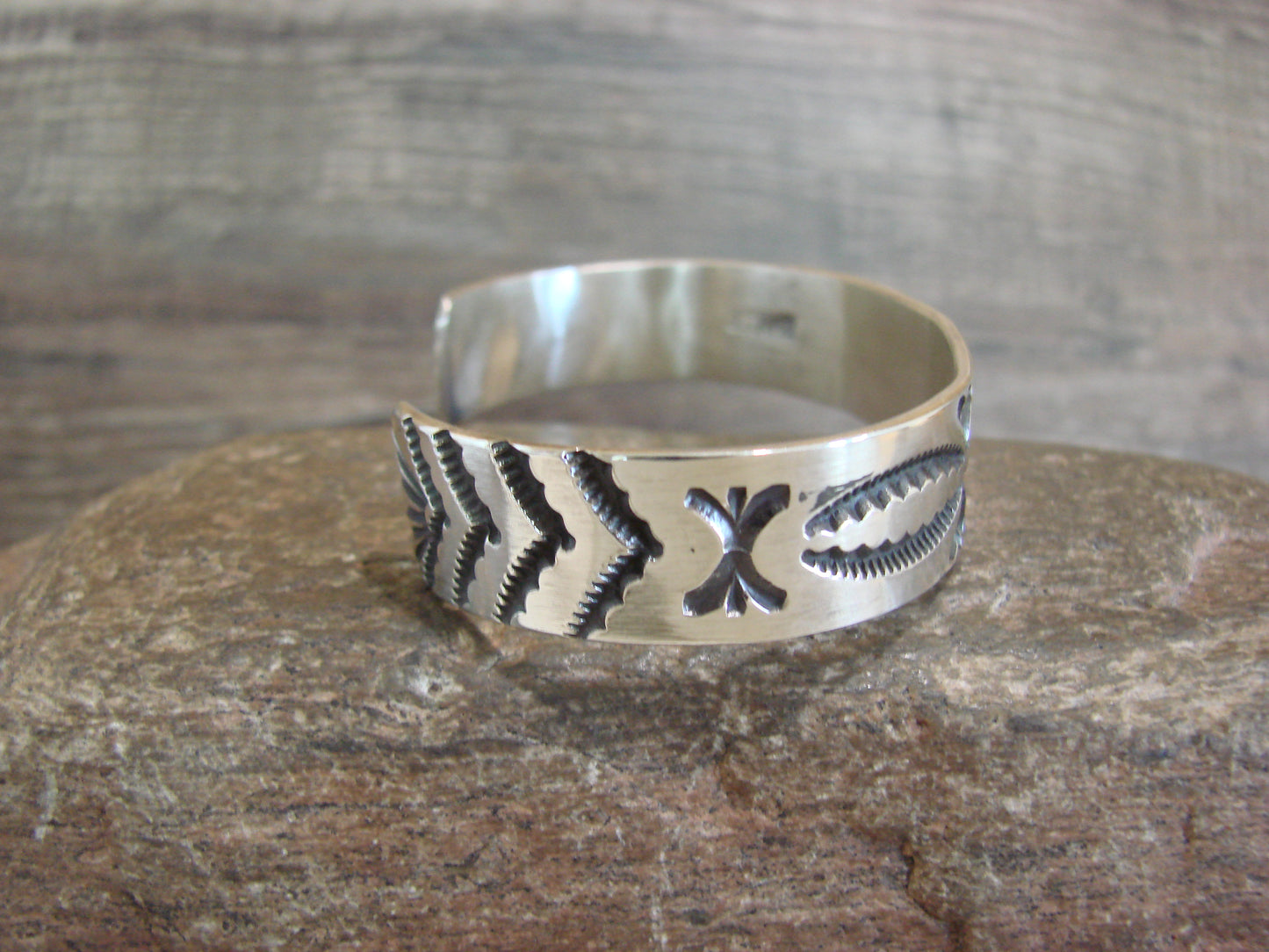 Native American Sterling Silver Bracelet by J. Tahe