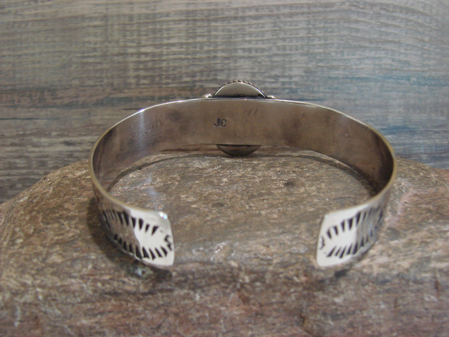 Navajo Indian Nickel Silver & Red Howlite Bracelet by Cleveland