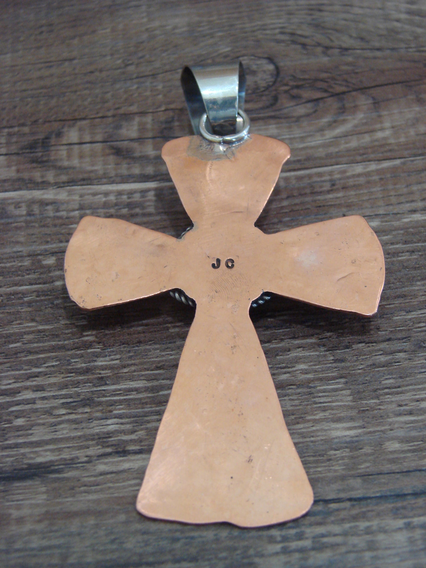 Native American Copper & Turquoise Cross Pendant by Cleveland