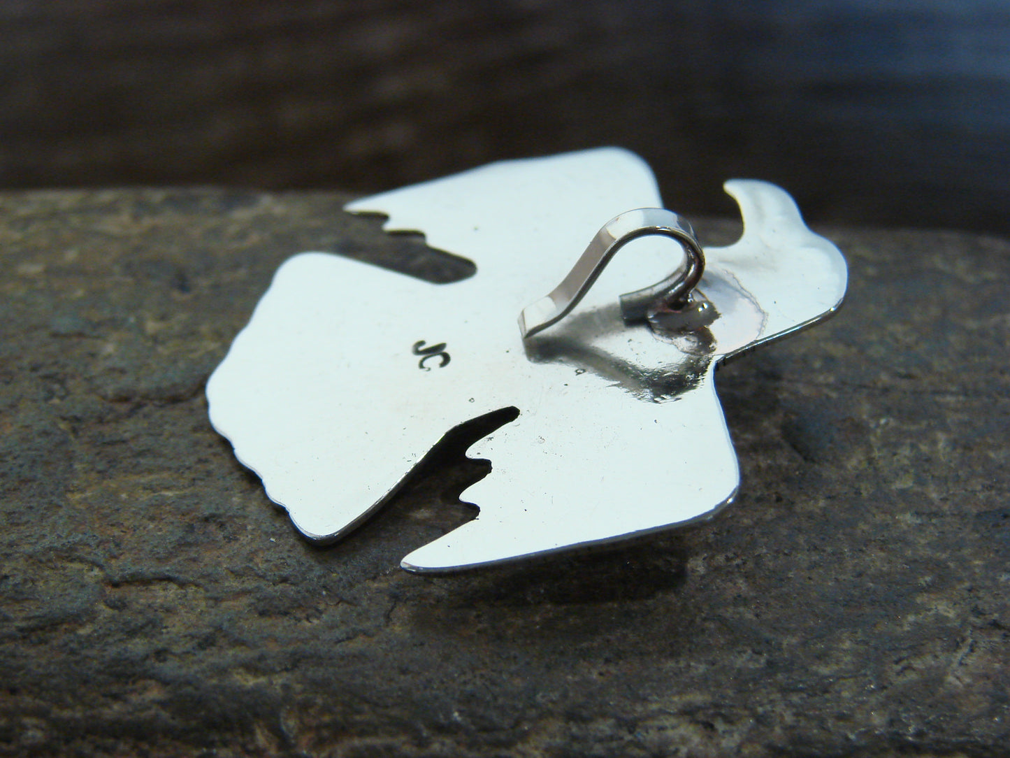 Native American Nickel Silver & Hematite Thunderbird Pendant - Cleveland