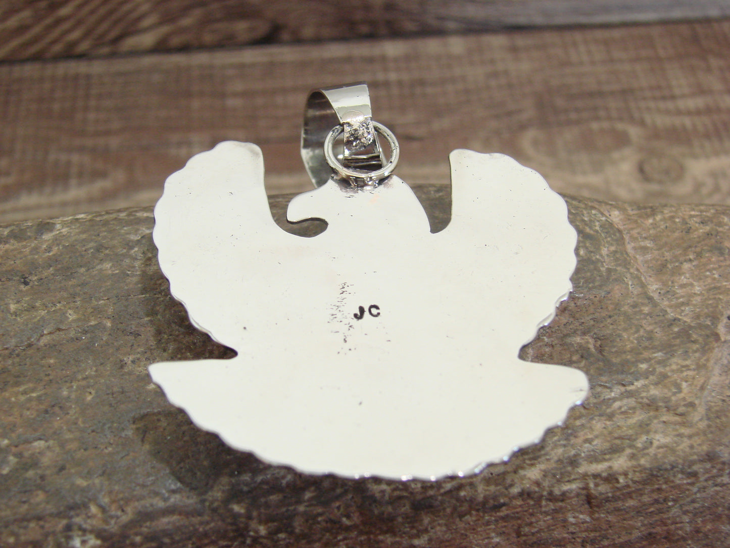 Native American Nickel Silver & Turquoise Eagle Pendant - Cleveland