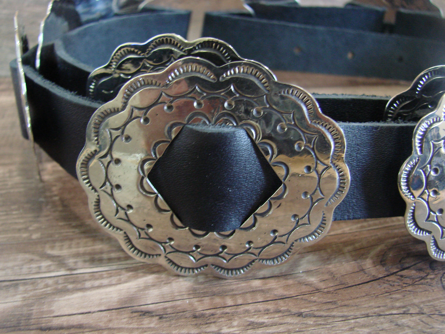 Native American Navajo Indian Nickel Silver Concho Belt by Cleveland