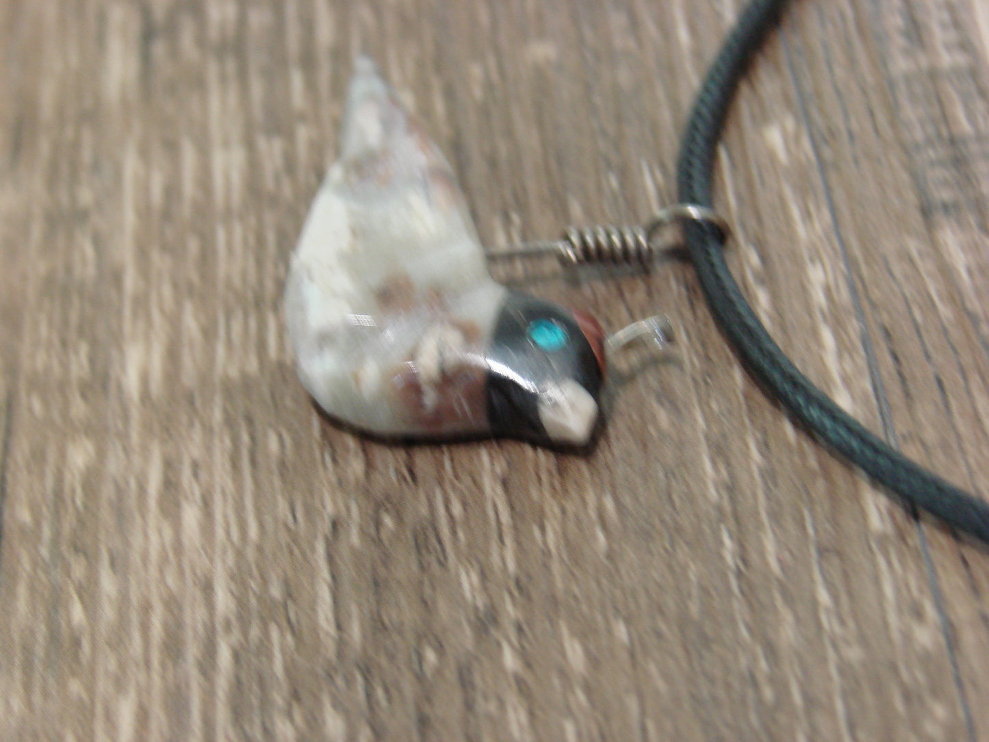 Hand Carved Picasso Marble Quail Fetish Necklace by Matt Mitchell
