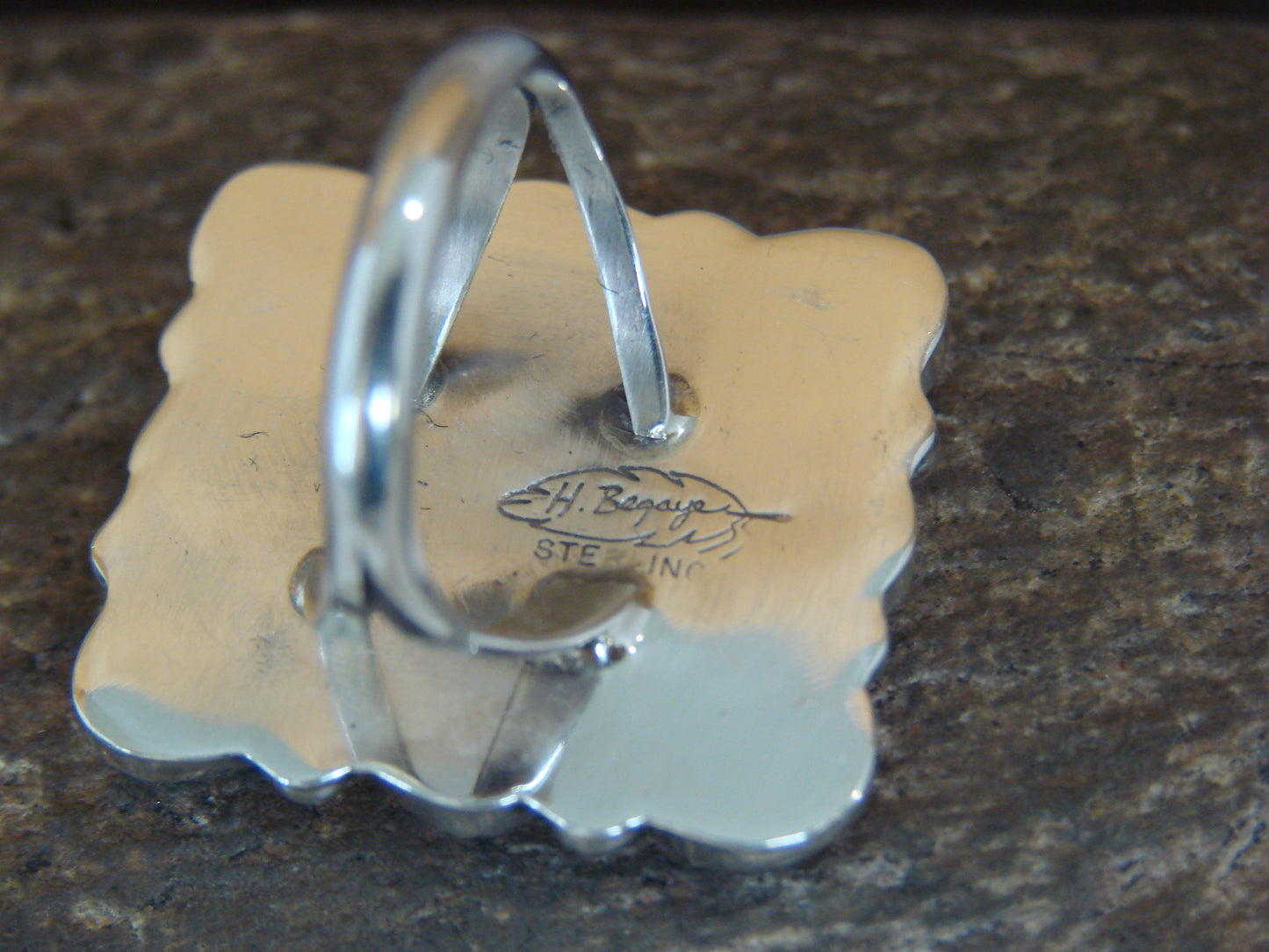 Native American Sterling Silver & Turquoise Cluster Ring - Begay - Size 7.5