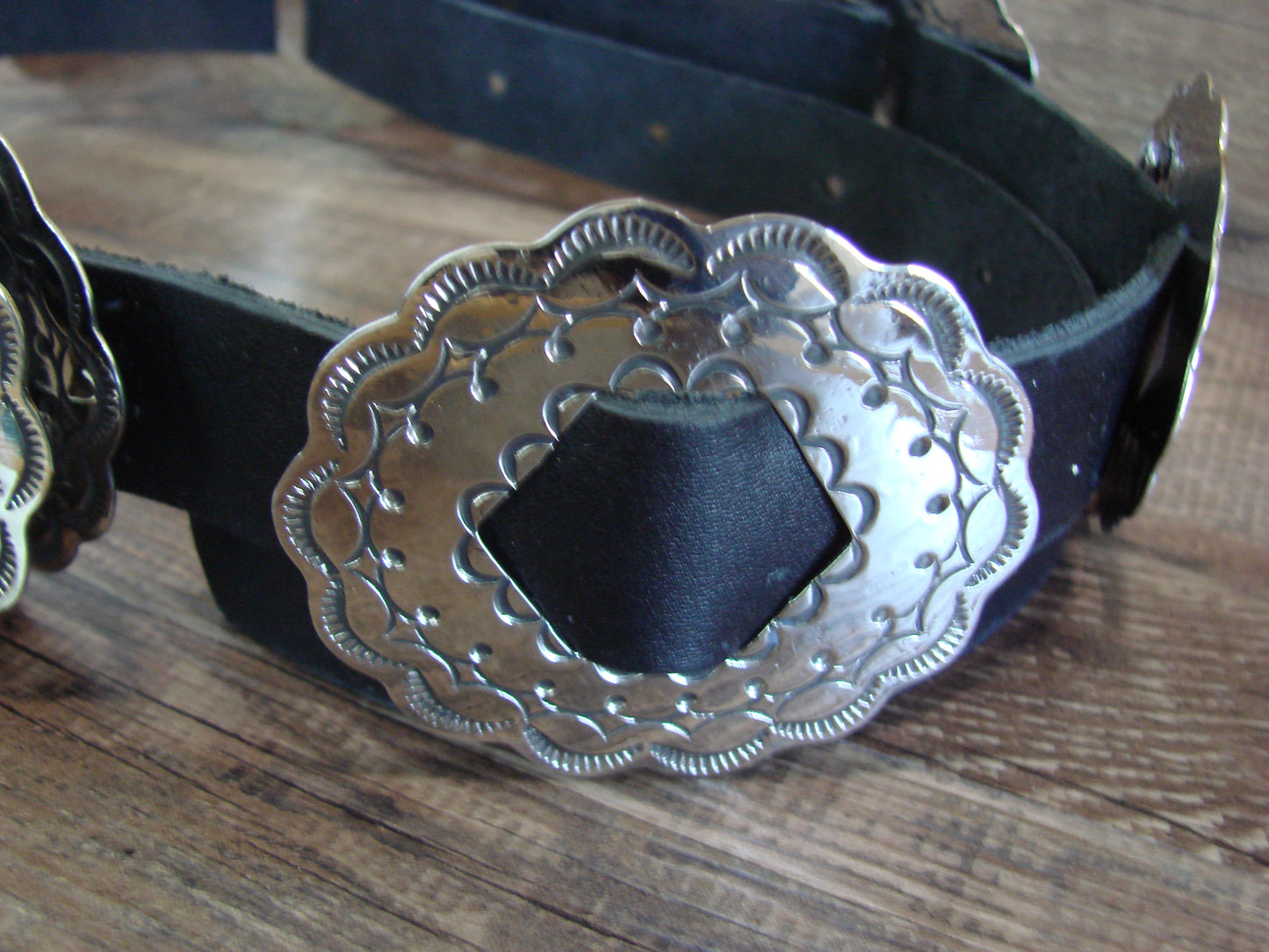 Native American Navajo Indian Nickel Silver Concho Belt by Cleveland