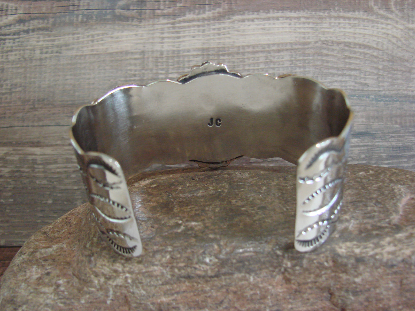 Native American Indian Nickel Silver & Turquoise Bracelet by Cleveland