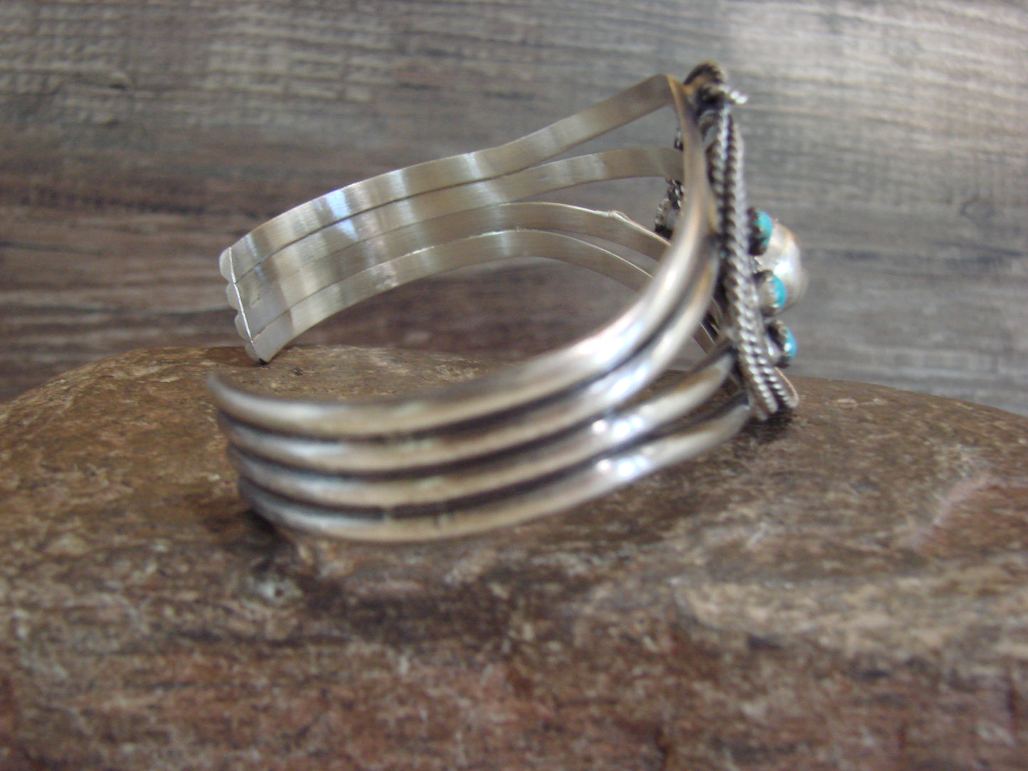 Native American Sterling Silver & Turquoise Roping Cowgirl Bracelet by Platero