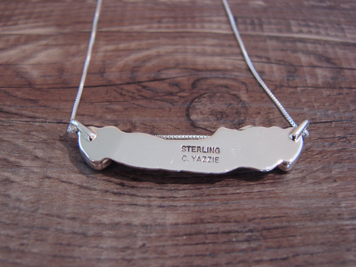 Native American Sterling Silver & Turquoise Heart Mama Necklace Signed Yazzie
