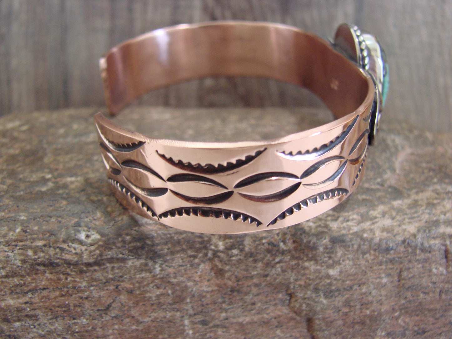 Native American Copper & Turquoise Bracelet by Cleveland